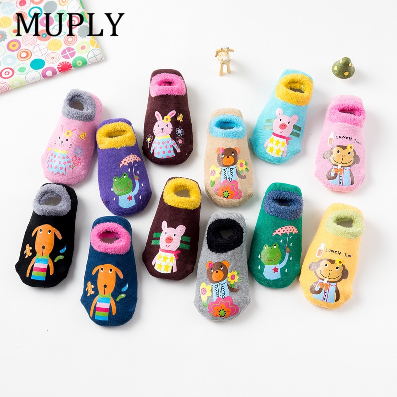 Print Cute Animal Bear Dog Pig Infant Baby Socks Cotton Girls Ankle Socks Winter Kids Infant Toddler Warm Soft Socks Sokken 0-2Y