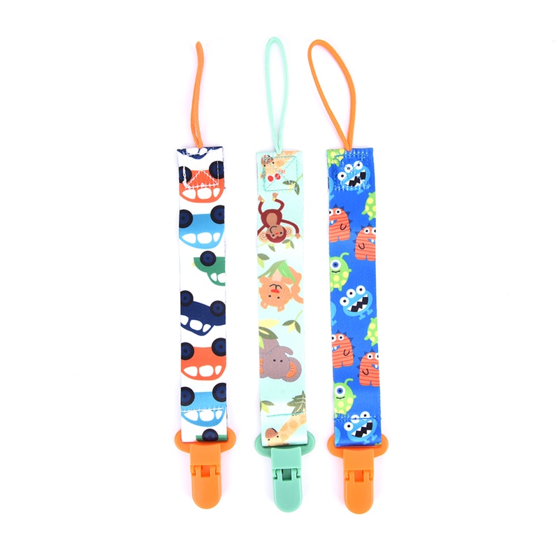 3 Pcs/Set Baby Pacifier Clip Pacifier Chain Dummy Clip Nipple Holder for Baby Cartoon Print Child Pacifier Clips Soother Holder