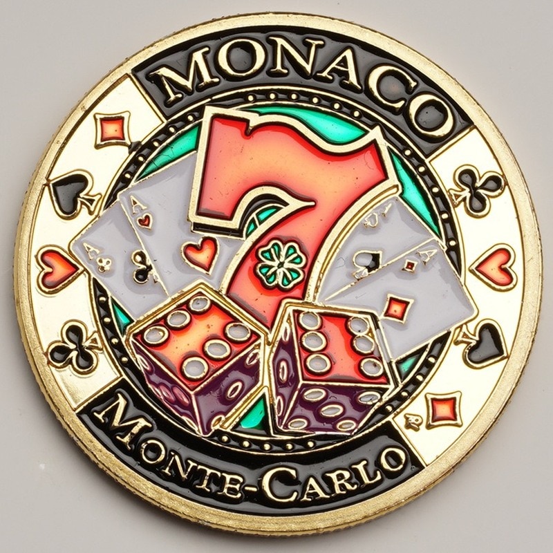Las Vegas Sieben Abzeichen Gemalt Micro Relief Gute Luck Zu Sie Gold Überzogene Medaille Specie 32mm