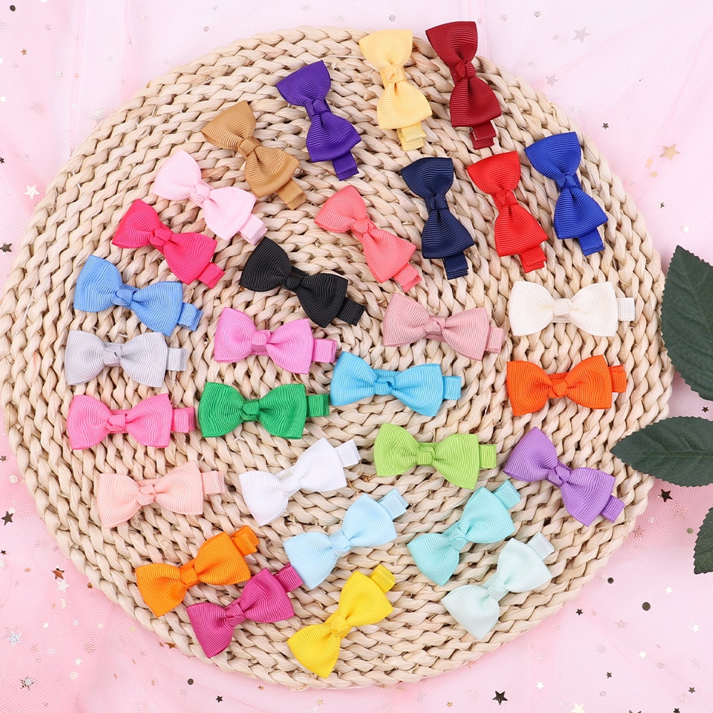 5.8 CM Candy Color Grosgrain Ribbon Bows Princess Hairpins Cute Handmade Bowknot Infant Hair Clips DIY Styling Tools Photo Props