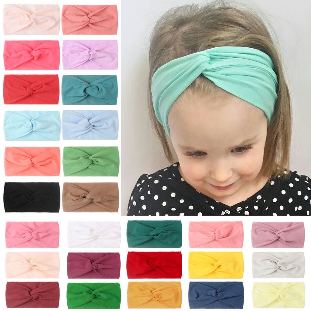 2021 Baby Headband Cross Top Knot Elastic Hair Bands Soft Solid big Girls Hairband Hair Accessories Twisted Knotted Headwrap
