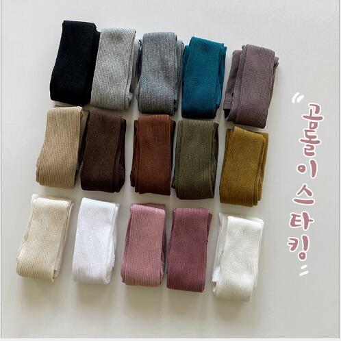 2021 autumn and winter solid color double needle children's leggings kids girls dance pantyhose