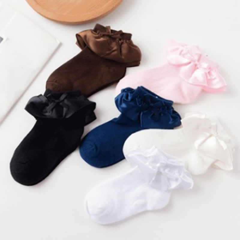 Children's Pure Color Socks Baby Princess Socks Cotton Toddler Girl New Silk Lace Socks Kids Infant Period Sock