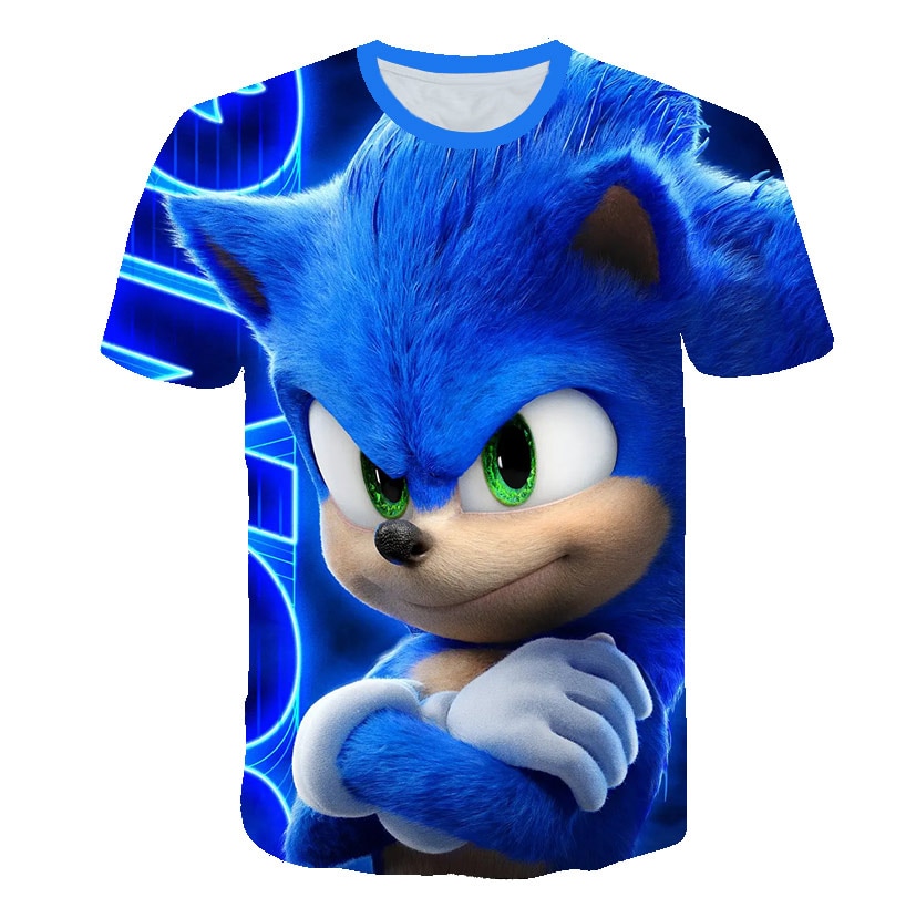 2021 Summer New 3D Boys Sonic Print Girls Funny T-Shirts Costume Children Clothing Kids Clothes Baby Tshirts Sweatshirt 4T-14T