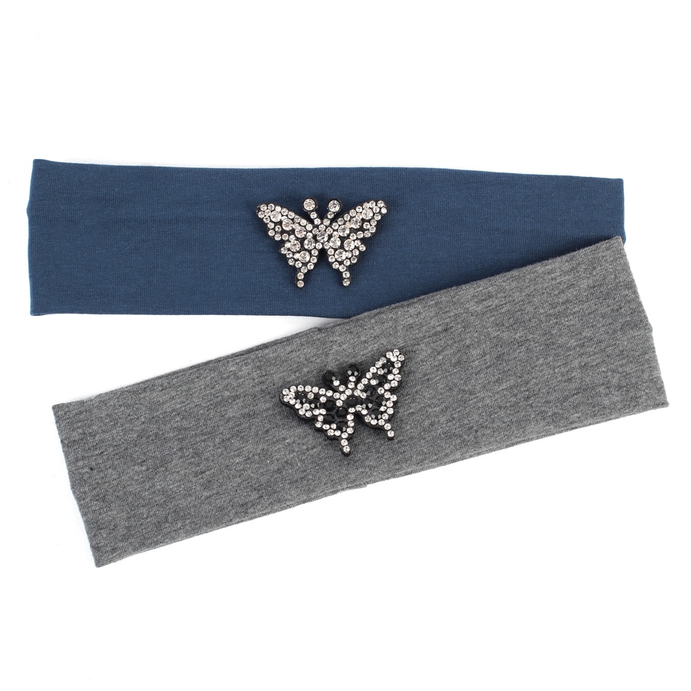 Newborn Butterfly Headband Cute Rhinestones Headbands Children's Solid Color Cotton Elastic Headwear for Baby HairBands Tur