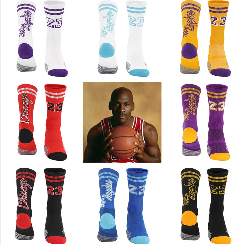 Freeshipping  Chicago Number 23 Finals Basketball Team Man Socks Elite Sports Basket Ball Terry Champion Black Red Drop Shipping