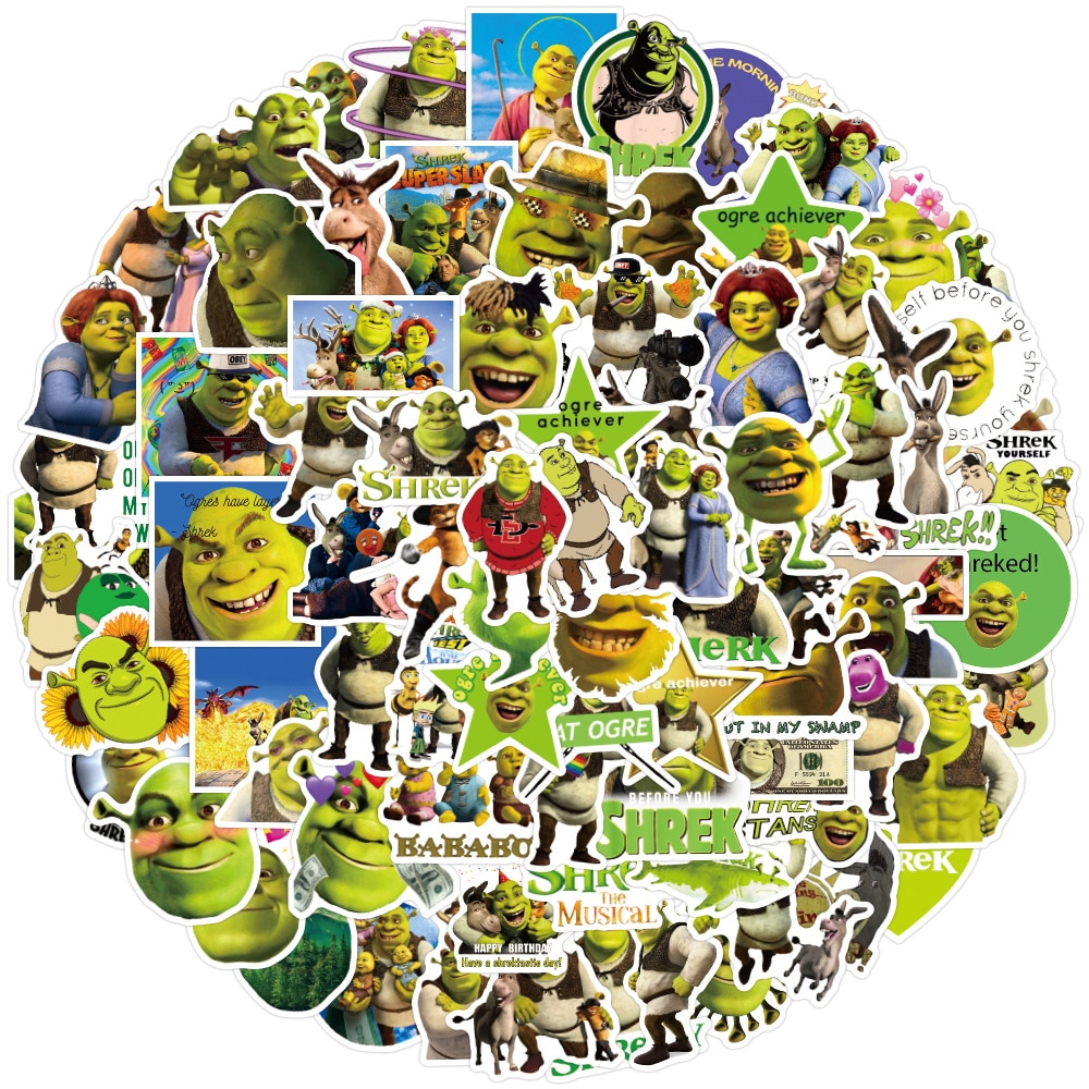 50/100pcs/pack Shrek Graffiti Stickers Flakes for Cars Motorcycles Furniture Children's Toys Luggage Skateboards Lable