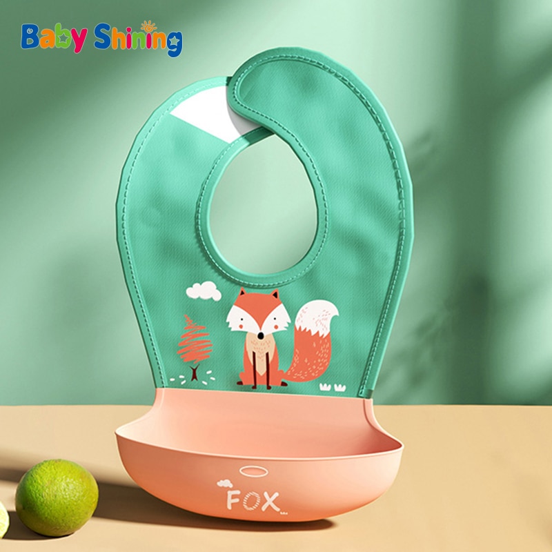 Silicone Baby Bib Feed Children's Free Eating Waterproof Bib Food Supplement Rice Pocket Saliva Pocket Double Apron Tablewa