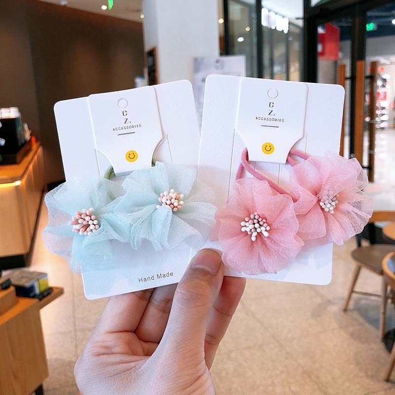 Hair Rope For Baby Girls Korea Style Flowers Elastic Headband Solid Color Handmade Headband Fashion Baby Hair Accessories 2021