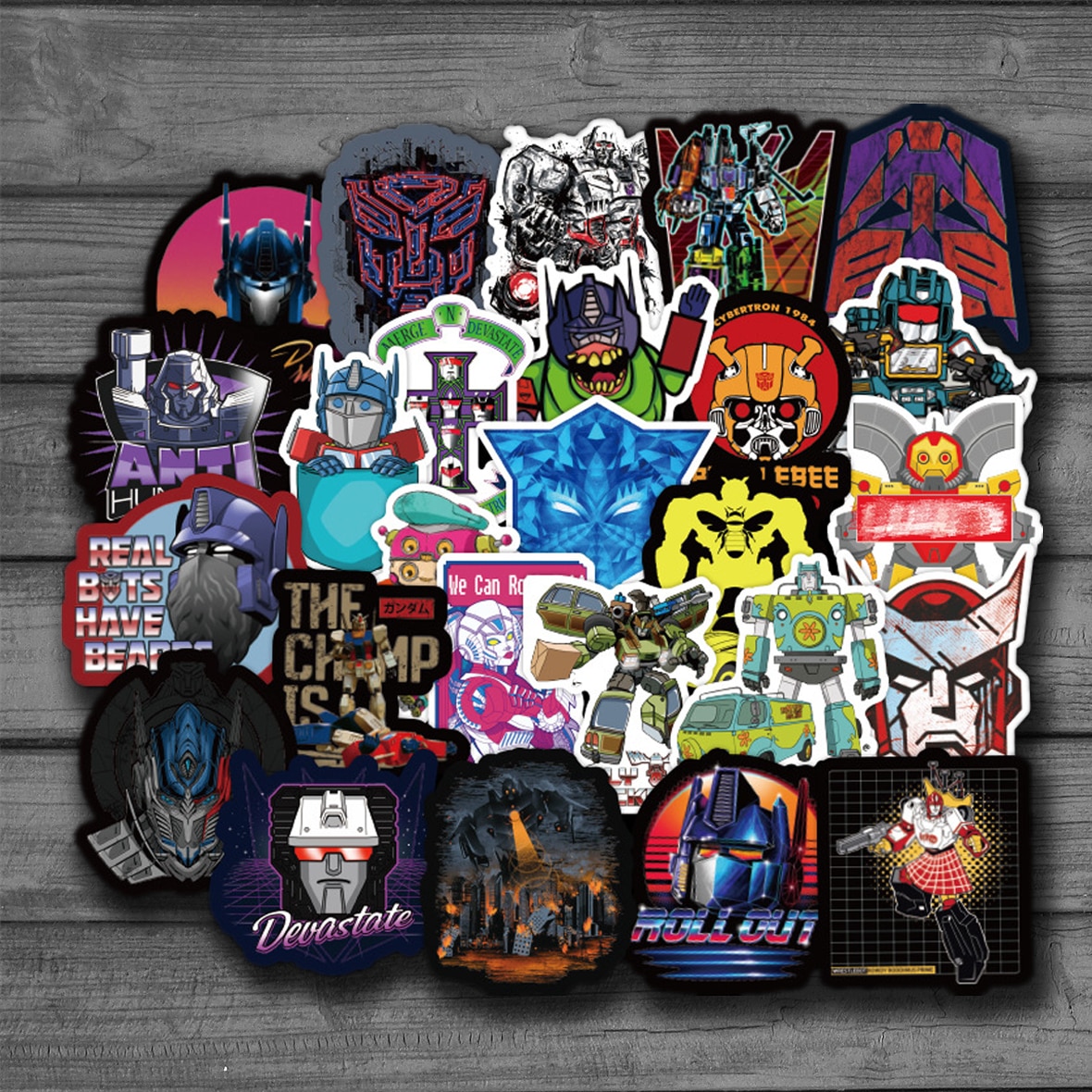 10/50pcs Transformers Stickers Robot Pegatinas Luggage Trolley Suitcase Guitar Electric Car Waterproof PVC Graffiti Sticker