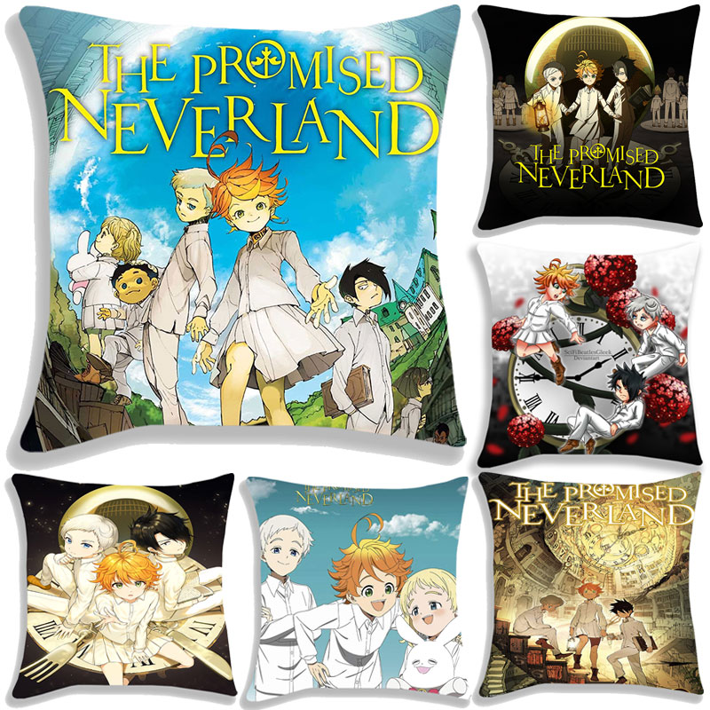Anime The Promised Neverland Pillow Case Emma Norman Ray Cushion Cover Home Decorative Pillow Cover Throw Pillowcase 45x45cm