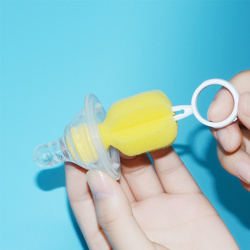 2pcs/pack 360 Degree Rotating Sponge Brushes Baby Dummy Nipple Brush Cleaning Feeding Bottle Brushes Infant Pacifier Cleaner