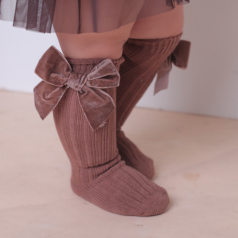 0-5Y Baby Boys Girls Cotton Socks Newborn Toddlers Knee High Socks With Bows Warm Autumn Winter Girls Tights Leg Warmer