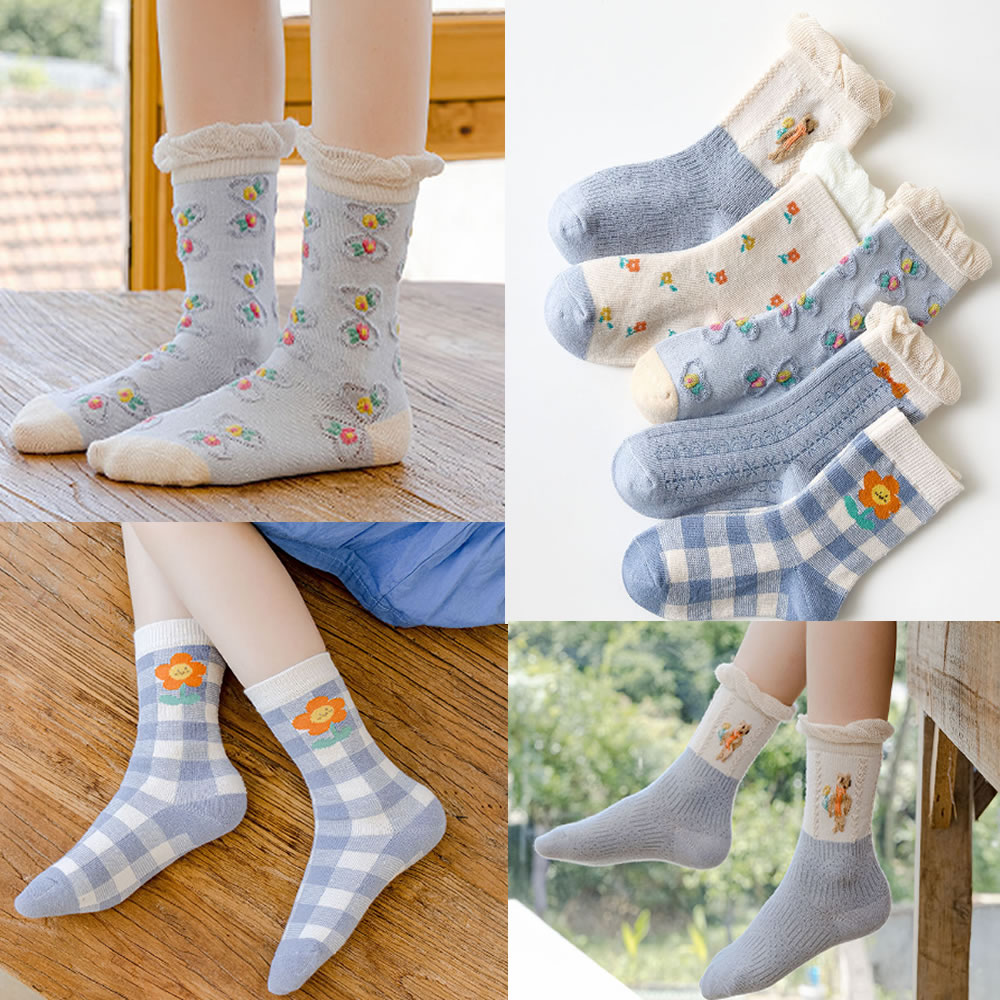 Kids Socks Spring Fall Winter Lace Girls Princess Sock Cartoon Bear Print Baby Wear Sweet children's Socks Cotton Infant