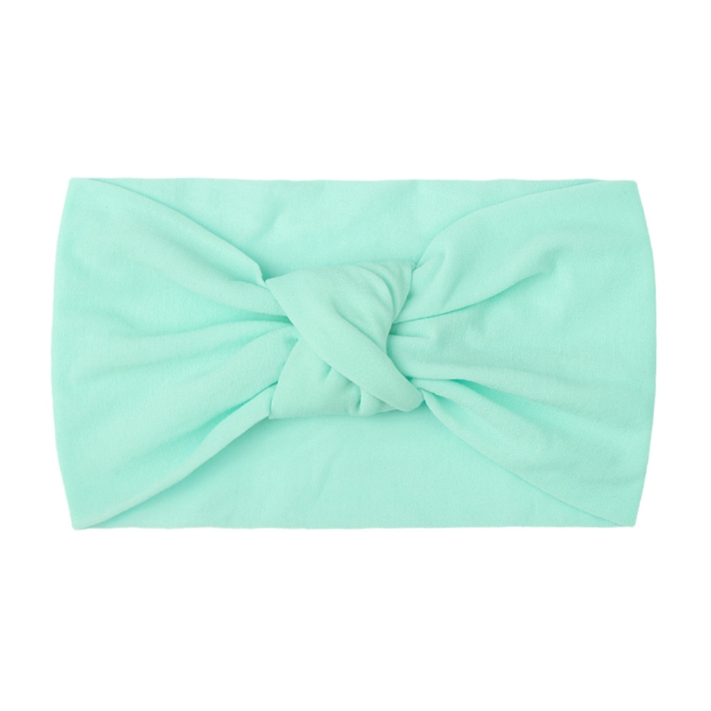 Summer New Style Children's Headgear Baby Solid Color Nylon Knotted Broad-brimmed Headband Double-layer Knotted Headband