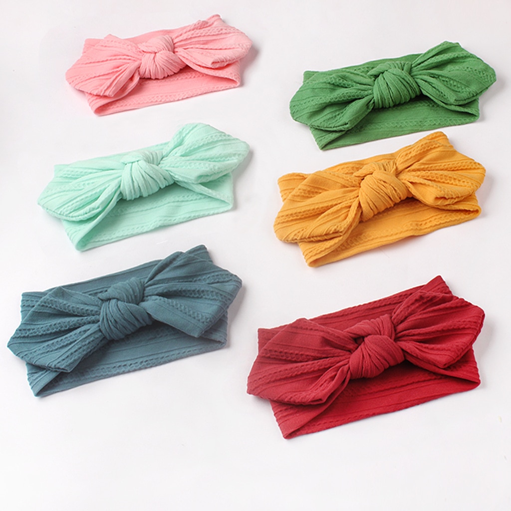 New Style Children's Hair Accessories Turban Baby Nylon Jacquard Rabbit ears Headband 18 Colors Baby Turban
