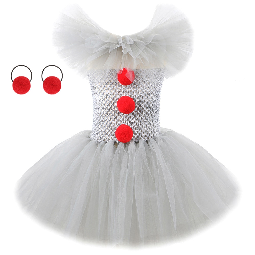 Joker Pennywise Tutu Dress Girls Kids Cosplay Clown Costumesses Princess Party Outfit Gray Birthday Fluffy Tutu Dance Dress Baby