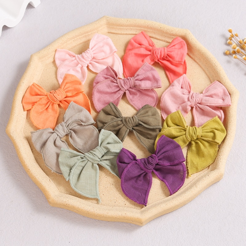 Baby Hair Clips For Girl Cotton Hairpins Bows Handmade Linen Hair Accessories Princess Hairpin Toddler Barrette kids Hairgrips
