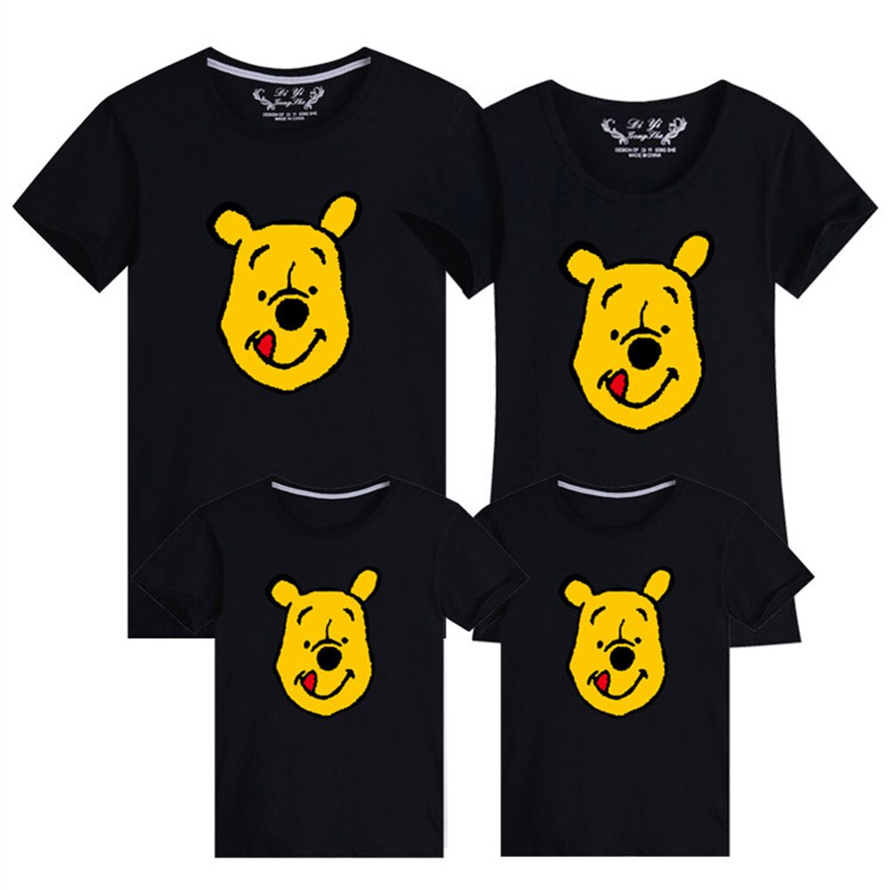 2021 T-shirts Parent-child Summer Cotton Tee Shirt Casual Winnie the Pooh Cartoons Base Short Sleeve Family Loose Streetwear