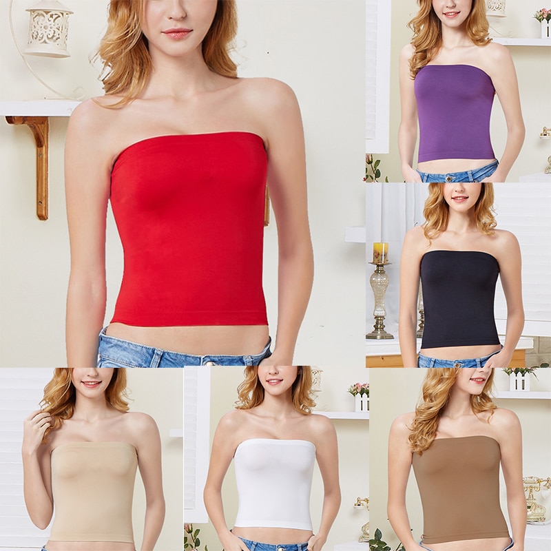 2021 Strapless Bra Women's Sexy Casual Long Tube Top Bandeau Sexy Wrapped Bra Summer Fitness Bra Belt Wrapped Femme Bralett