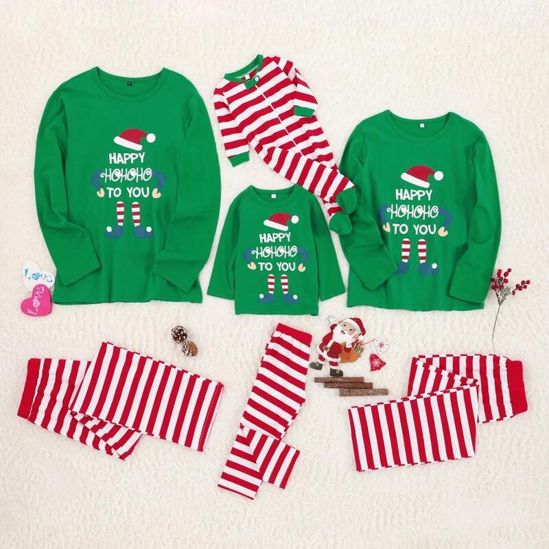 Family Christmas Matching Pajamas Clothes Parent-child Outfit Adult Women Kids Baby Printed Sleepwear Nightwear Pajamas
