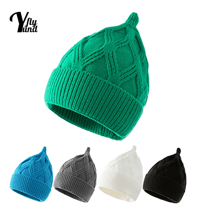 Yundfly Autumn and Winter Fashion Warm Children's Hat Solid Color Knitting Wool Striped Cap Newborn Headwear Clothing Decor