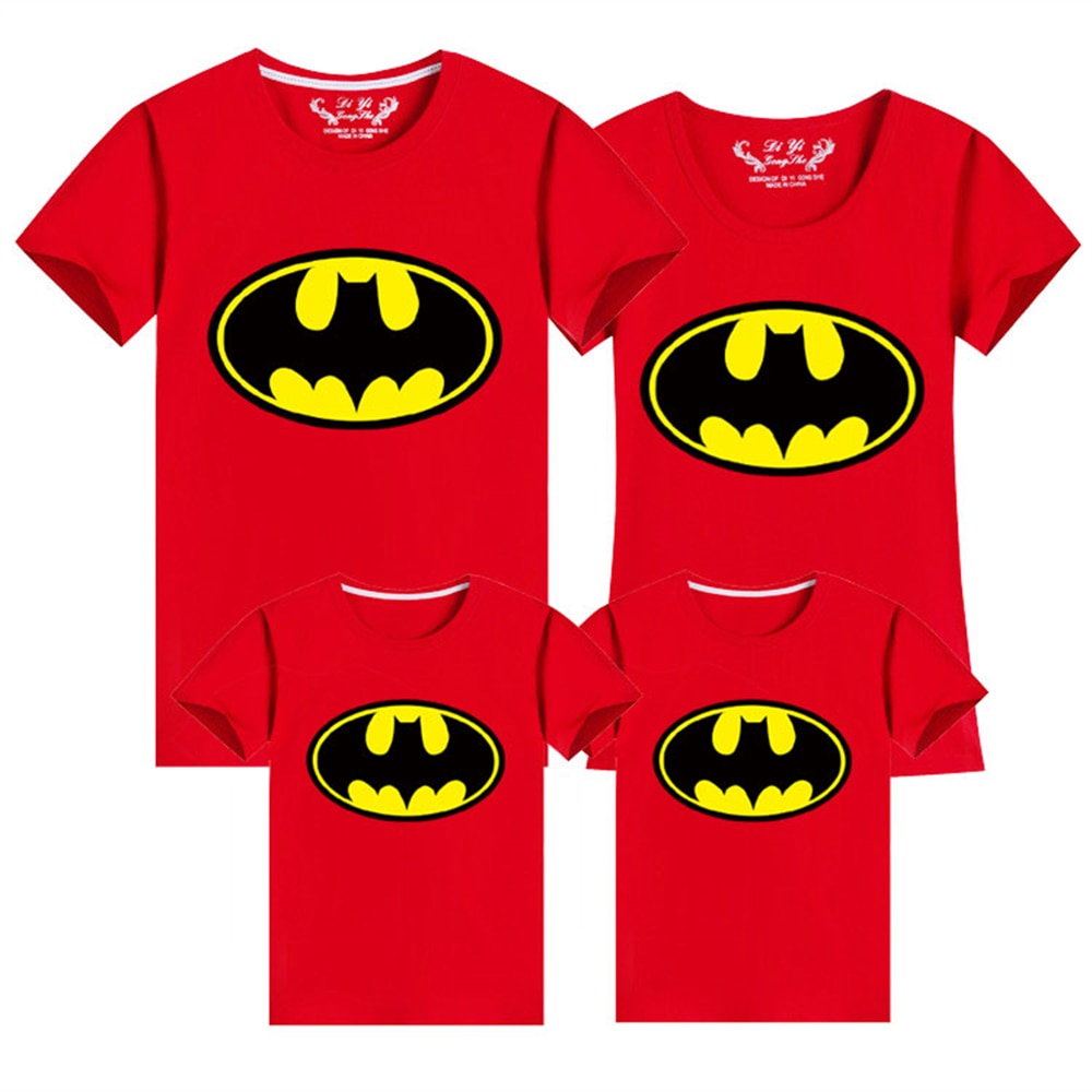 Summer Fashion Tshirt Cartoons Marvel Batman Print Funny Short Sleeve Family Base T-Shirt Children Tees Women Clothes Tops