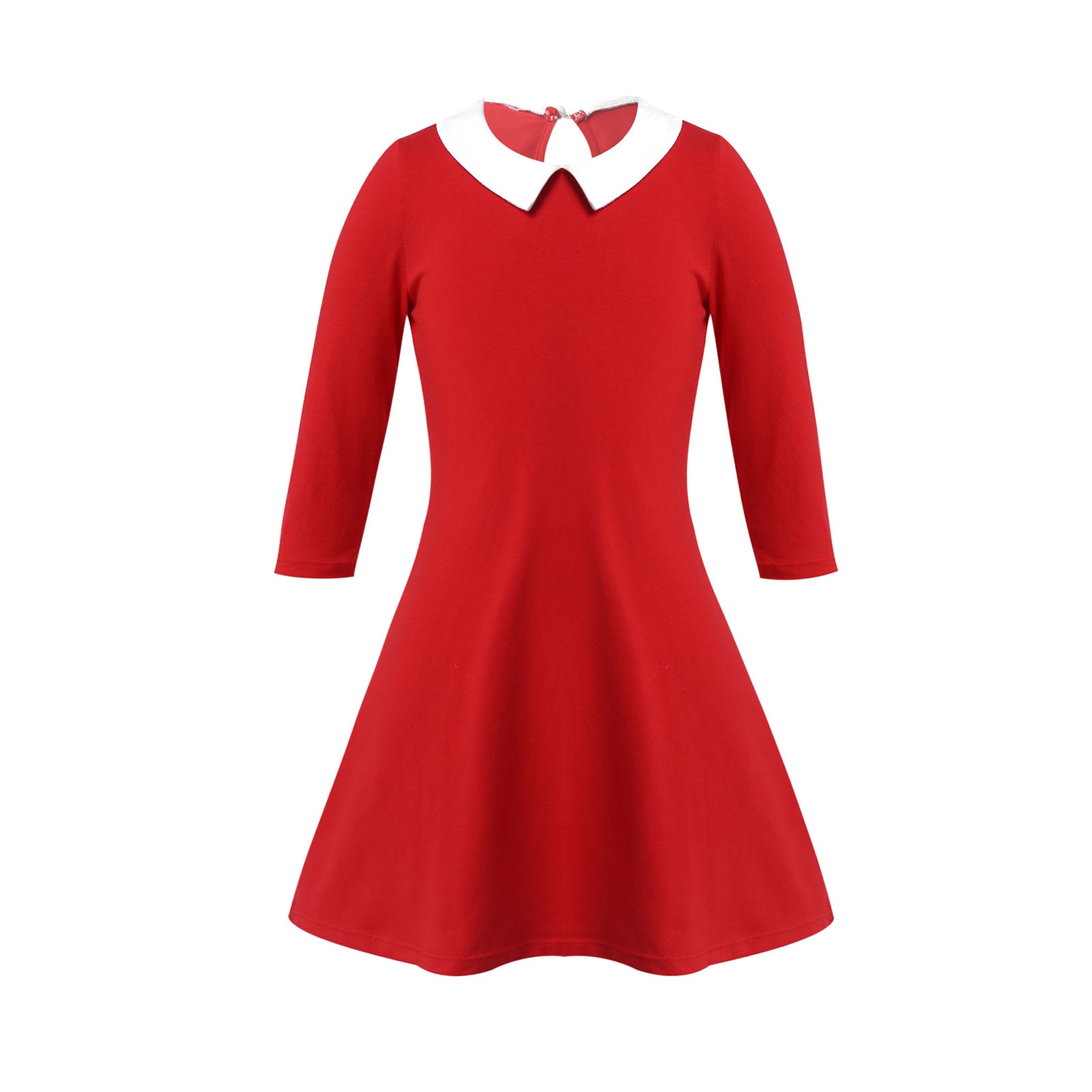 Kids Girls Santa Xmas Cosplay Costumes Long Sleeve Doll Collar Princess A-line Dress Children Christmas Party Carnival Dress Up