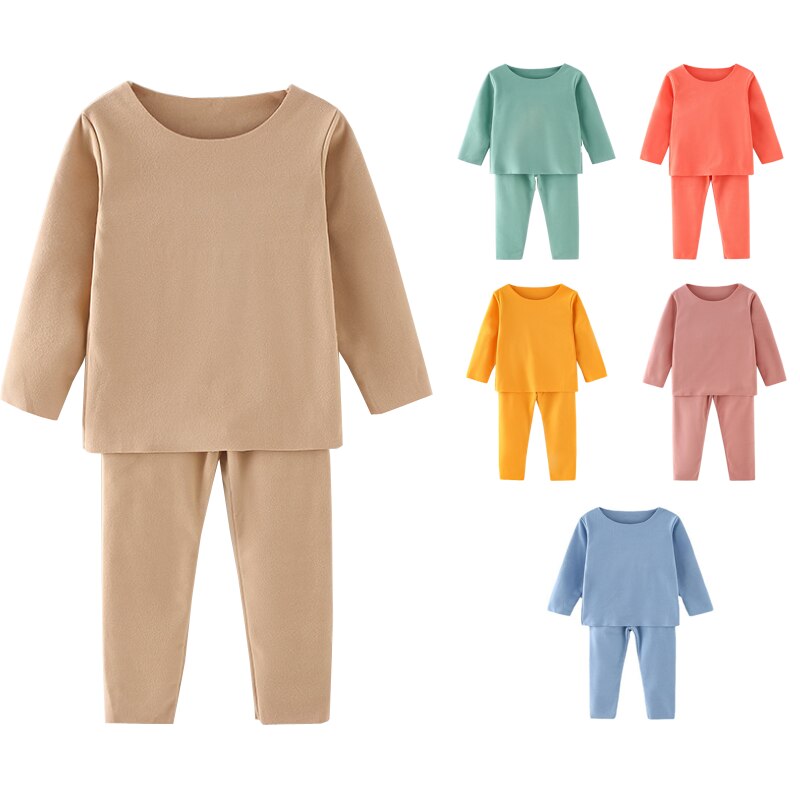 New children's warm underwear set for boys and girls autumn clothes long trousers shirt set