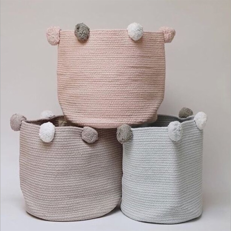 Kids Fur Ball Storage Box Ins Style Hot Sale Handmade Fur Ball Storage Box Hand-woven Sundries Decoration Storage Basket