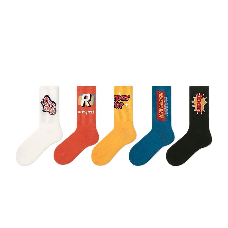 Fashion Women's Sock New 2021 Winter Letter Pattern Printing Breathable Men Home Apparel Casual Female Middle Tube Cotton S