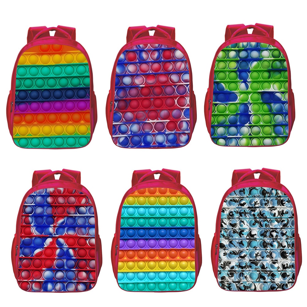 3D Print Rainbow Color Bubble Type Red/Black/Blue Backpack Anime Laptop Book Bag Schoolbags Family Game for Kids Teenagers#20