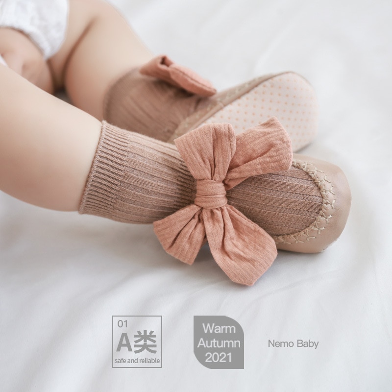 Cute Bowknot Infant Baby Socks Cotton Anti-slip Boy Shoe Socks Baby Girl Newborn Princess Socks Kids Slipper Baby Accessories