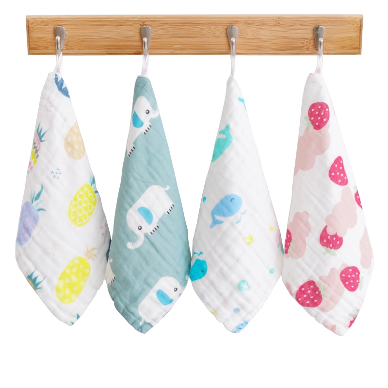 New six-layer cotton square towel baby cartoon hand towel nursing towel