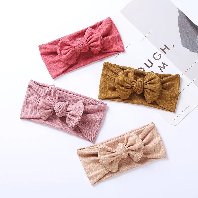 Hair Bows Girl Headband Baby Headbands Knit Turbans For Babies Jacquard Bands Children Cute Accessories Newborn Elastic Headwrap