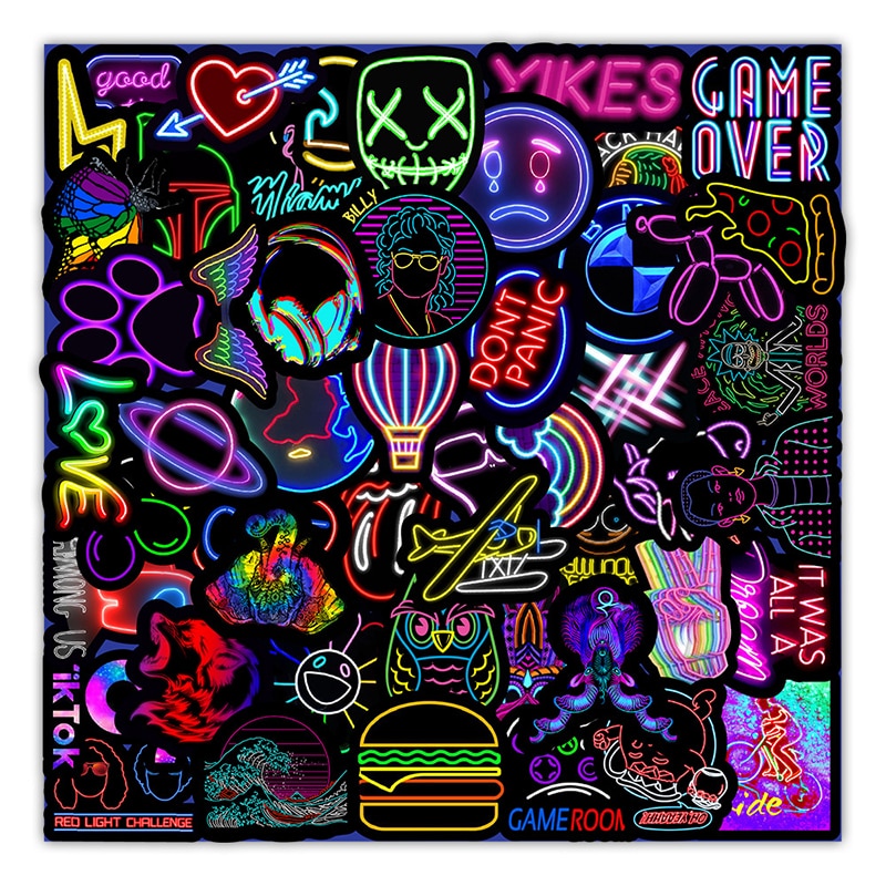Kids Stickers Neon Light Stickers Luminous Child Scrapbooking DIY Diary Stickers Unrepeated Patterns Graffiti Stickers