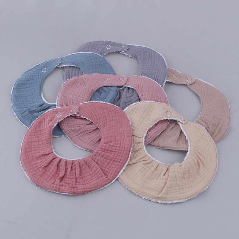 Baby Shower Gift 1PC Baby Bibs & Burp Cloths Circular Pure Color Saliva Towel Baby Boys Girls Feeding Apron Drool Bibs