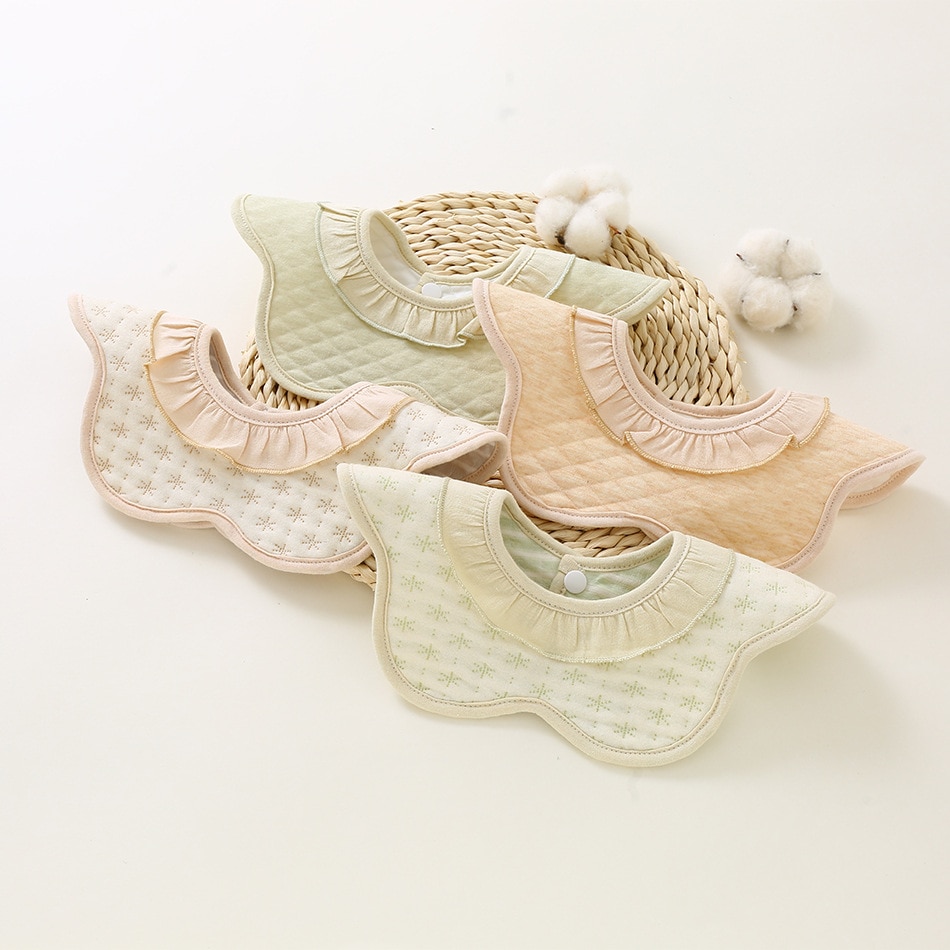 Baby color cotton petal waterproof saliva towel 360 degree cotton bib baby absorbent saliva towel