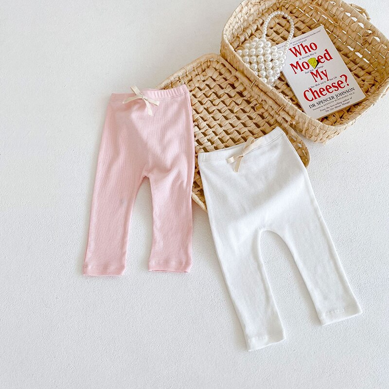 Fashion Baby Leggings Toddler Newborn Girl Spring Autumn Latest Pure Color Soft Ribbed Cotton Pant Striped Slacks External Wear