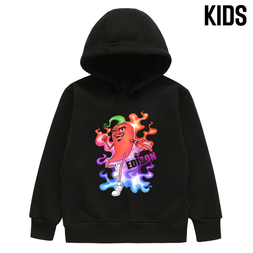 Children's Hoodie Merch Edison Perec Chilli Hot Spring Autumn Kid's Thicked Hooded Sweatshirts Edison Pts Casual Famil