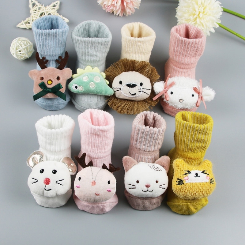 Cartoon Cotton Baby Socks Boys Girls Newborn Infant Soft Animal Floor Socks Medium Barrel Knitted Anti Slip Sock Spring Autumn