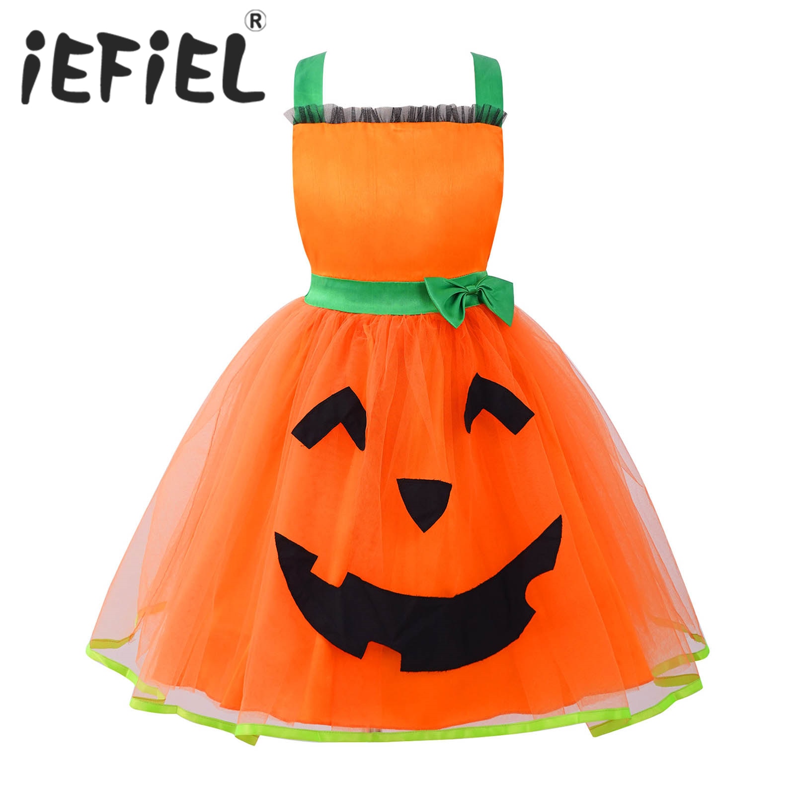 Children Girl Halloween Cosplay Costume Teens Baby Girl Gown Infant Dress Clothing Set Pumpkin Carnival Cosplay Tulle Tutu Dress