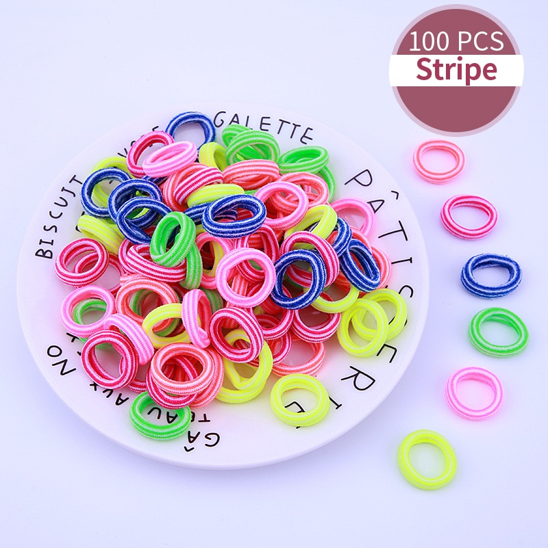 100pcs Baby Girls Colorful Small Elastic Hair Bands Children Ponytail Holder Kids Headband Rubber Band Mini Hair Accessories