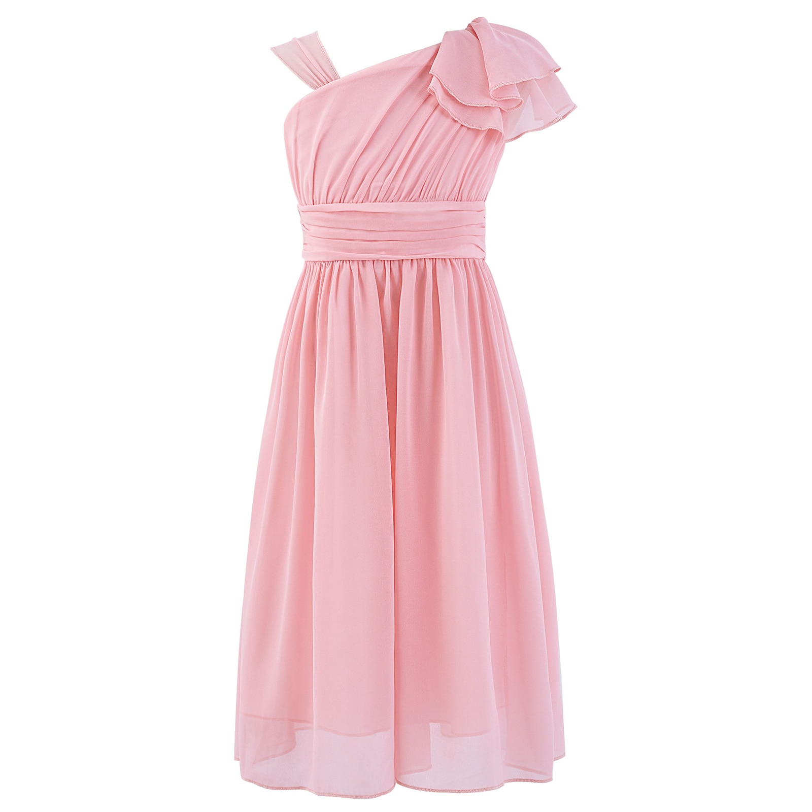 Kid Flower Girls Wedding Dress Children Ruffle One Shoulder Chiffon Dresses For Girl Princess Evening Birthday Party Dress 4-14Y