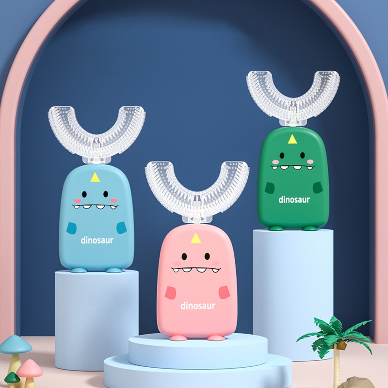 2-12Y Children's Manual U-shaped Toothbrush Oral Cleaning Tool Soft Silicone Teeth Whitening Cleaning Tool Cartoon Animal S