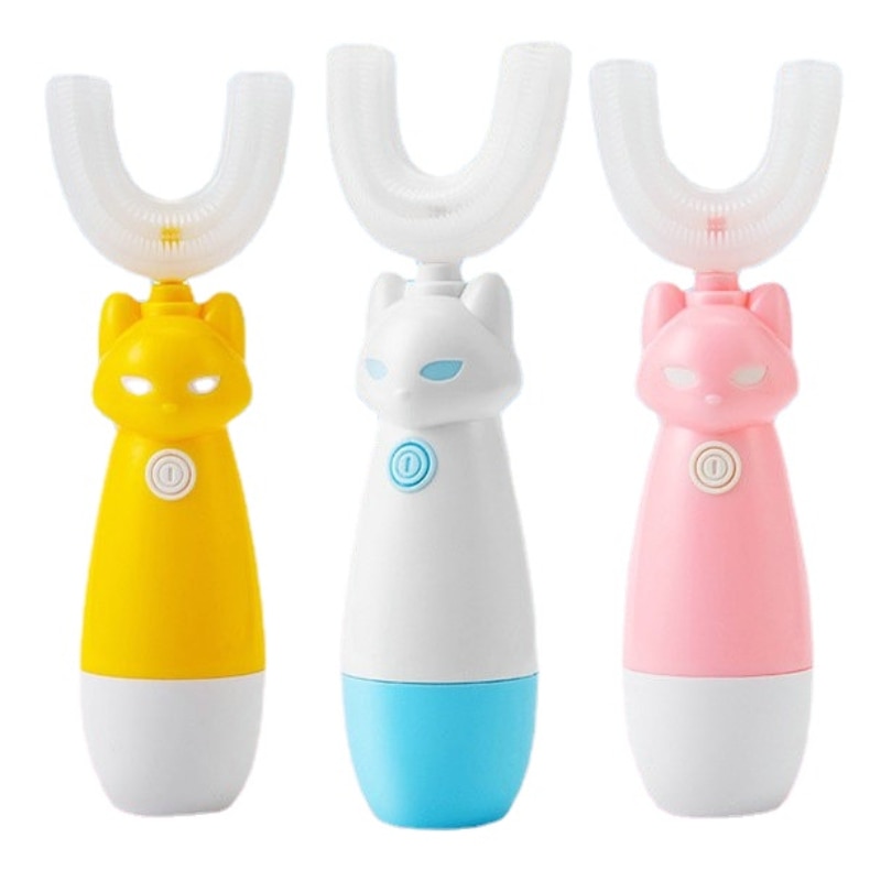 Children's Smart Push-Button Sonic Electric Toothbrush Baby Child Training Cleaning Cartoon Automatic Toothbrush with Mouth