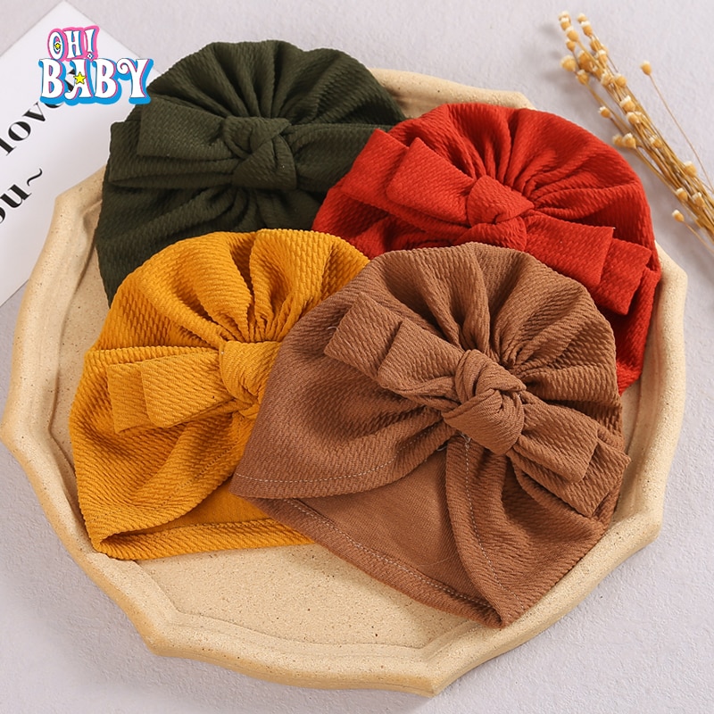 Cute Bows Baby Girls Hat Baby Girl Turban Hat Winter Autumn Elastic Nylon Headband for Newborn Toddler Hats Bonnet Girls Cap