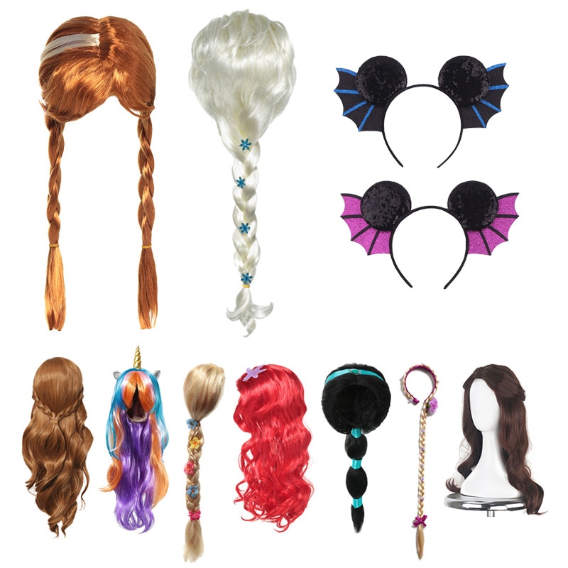 Halloween Vampire Accessories Girl Elsa Anna Cosplay Wig Princess Children Girl Princess Mickey Headband Birthday Gift For Party