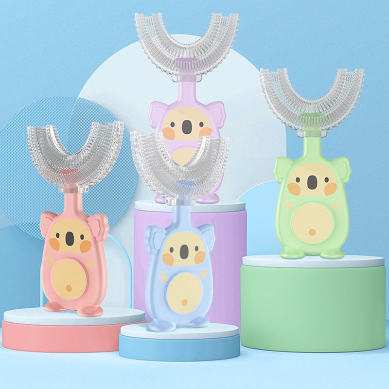 Kids Baby Toothbrush Cartoon U-Shape Baby Infant Soft Silicone Oral Cleaning Brushes for Children Training Toothbrush 2-12 Years