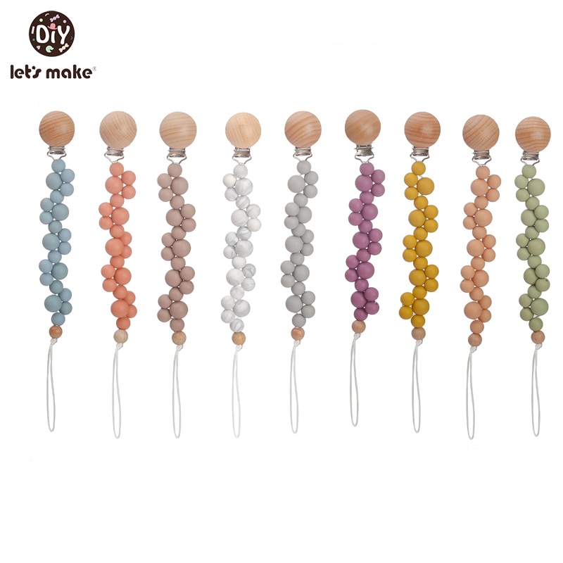 Let's Make 1Pcs Baby Pacifier Chain Food Grade Silicone Newborn Safety Teether Chews Beech Pacifier Clip Baby Stroller Pend